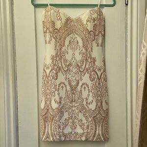 NWT Sparkly Rose Gold Le Chateau Body-con Dress